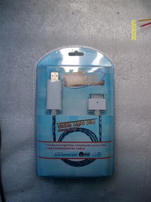 Berkualitas baik terlihat cahaya Mini kabel Data USB dengan warna putih